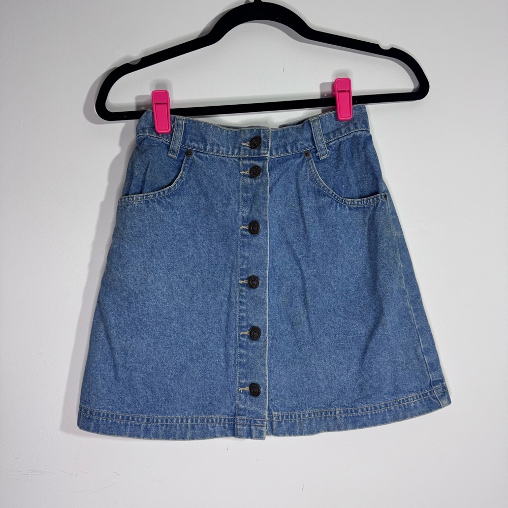 Levi’s Vintage Button Front Denim Mini Skirt Size 10 Measured 25 Waist